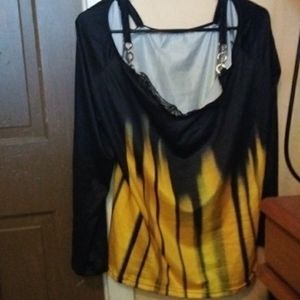 Black & Yellow long sleeve suspender shirt, size 5xl, the brand is from Shein